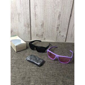 Appassal Adult Black Purple Sunglasses with Cleaning Cloth & Case Set of 2 Pair